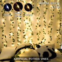 suddus Vine with Fairy Lights Battery Operated, 33ft100 LED Pothos String Lights with Remote, Leaf Lights for Bedroom, Room, Wall, Garden, Party, Wedding Decor(Warm White) - Image 3