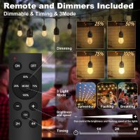 50FT Outdoor String Lights with 32+2 Bulbs (1.5FT Bulbs Spacing), Remote & Dimmer, Commercial Patio String Lights with 3 Mode Light & Timing, IP65 Waterproof, 50PC Mounting Ties for Outside - Image 3