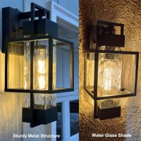 PARTPHONER Modern Outdoor Light Fixtures Dusk to Dawn Outdoor Lighting 2 Pack, 15" Exterior Wall Sconce Waterproof Porch Light, Outside Lamp for House with Water Glass for Garage Doorway - Image 2