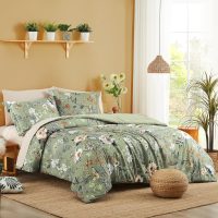 CASAAGUSTO King Size Comforter Set - 7 Pieces Green Floral Bedding Sets, King Bed in a Bag with Botanical Butterfly Comforter, Sheets, Pillowcases & Shams for All Seasons - Image 2