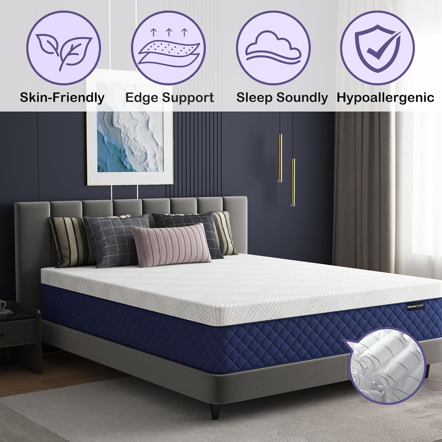 Queen Mattresses, 12 Inch Hybrid Queen Mattress in a Box, Memory Foam and Individual Pocket Spring Breathable Comfort for Sleep Supportive and Pressure Relief, CertiPUR-US, 60"*80"*12" - Image 7