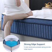 King Size Mattress, 12 Inch King Mattress in a Box, Medium Plush Pocket Spring and Gel Memory Foam for Superior Comfort, Pressure Relief, Strong Edge Support - Image 4