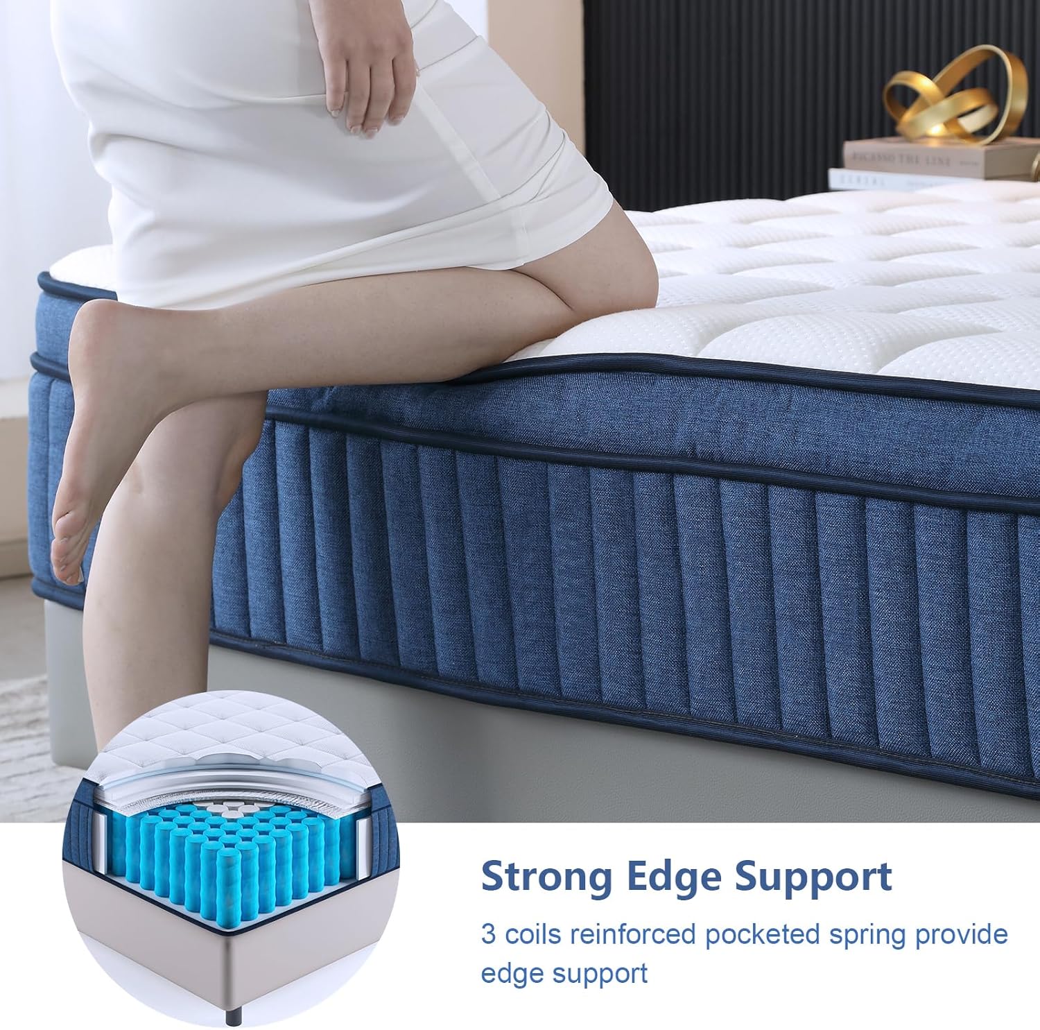 King Size Mattress, 12 Inch King Mattress in a Box, Medium Plush Pocket Spring and Gel Memory Foam for Superior Comfort, Pressure Relief, Strong Edge Support - Image 4