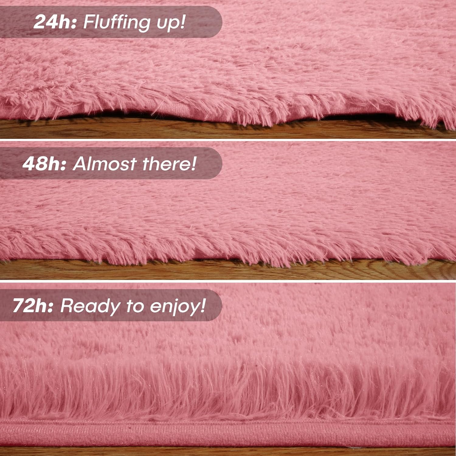 FVVRAX 4x6 ft Ultra Soft Shag Area Rug - Plush Fluffy Non-Shedding Carpet for Bedroom & Living Room, Modern Home Decor Bedside Rug for Kids Nursery Dorms, Easy Clean, Pink - Image 7