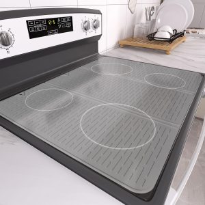 Stove Top Cover for Electric Stove - Foldable Glass Top Stove Cover Protector,Ceramic Flat Top Stove Cover, Induction Cooktop Protector, Oven Cover, 28" x 20" Dish Drying Mat (Hyaline)