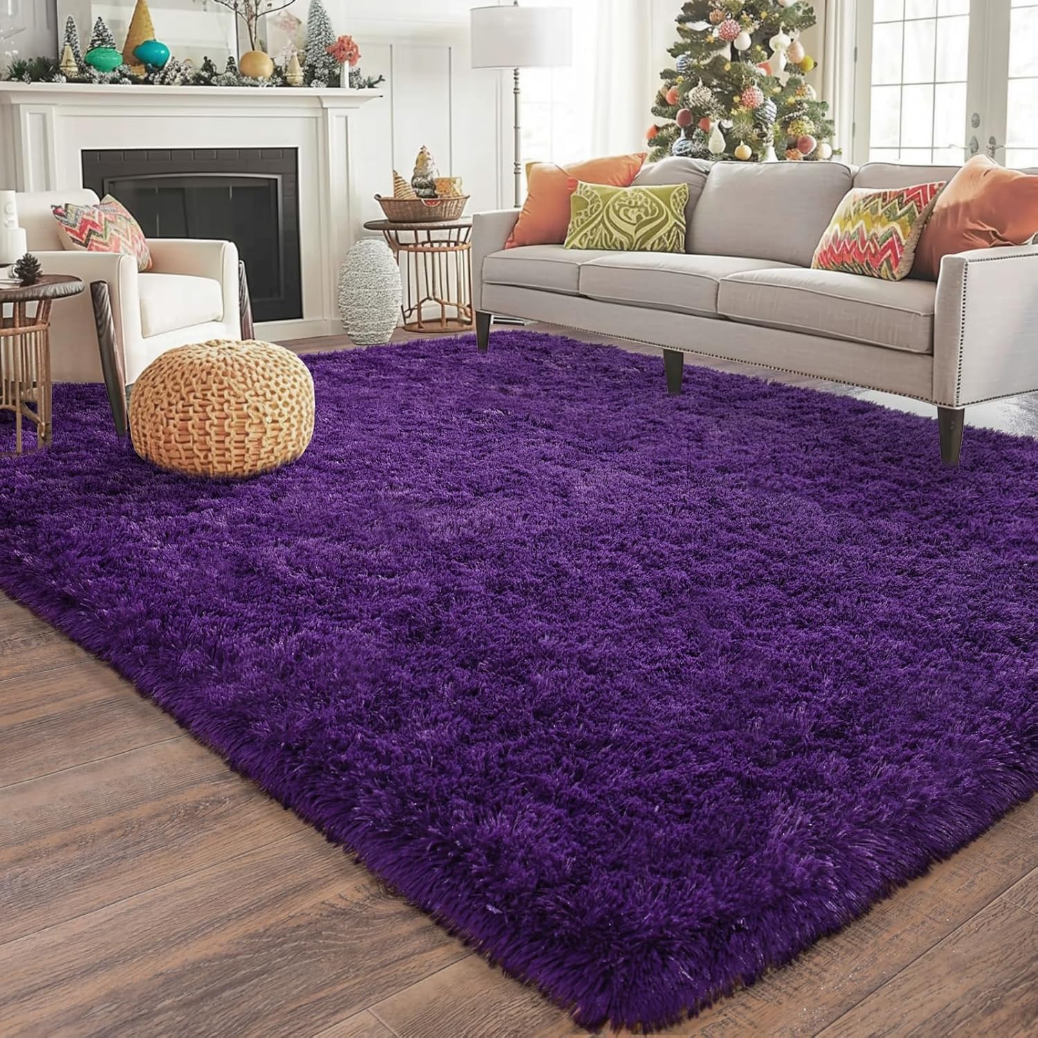 Soft Shag Rugs for Bedroom, 4x6 Purple Fluffy Shaggy Rugs for Living Room Nursery, Luxury Modern Plush Carpet Girls Boys Kids Room Dorm Indoor Home Decor, Upgrade Non-Slip - Image 9