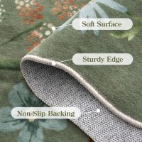 Lahome Floral Washable Rugs, 4X6 Rug for Bedroom Ultra-Thin Soft Dining Room Rug, Non-Slip Living Room Rugs Stain Resistant Boho Rug Lightweight Low-Pile Throw Rug for ‎Office (4x6ft,Green) - Image 6