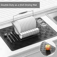 28x20 Inch Stove Top Cover for Electric & Glass Top Stoves, Heat-Resistant Thick Silicone Stove Mat, Multi-Use Dish Drying Countertop Protector (Black) - Image 4