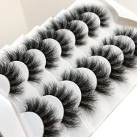 Pooplunch False Eyelashes Faux Mink Lashes Cat-Eye Look 18MM Wispy Long 8D Volume Fake Eyelash Strips 7 Pairs Pack - Image 4