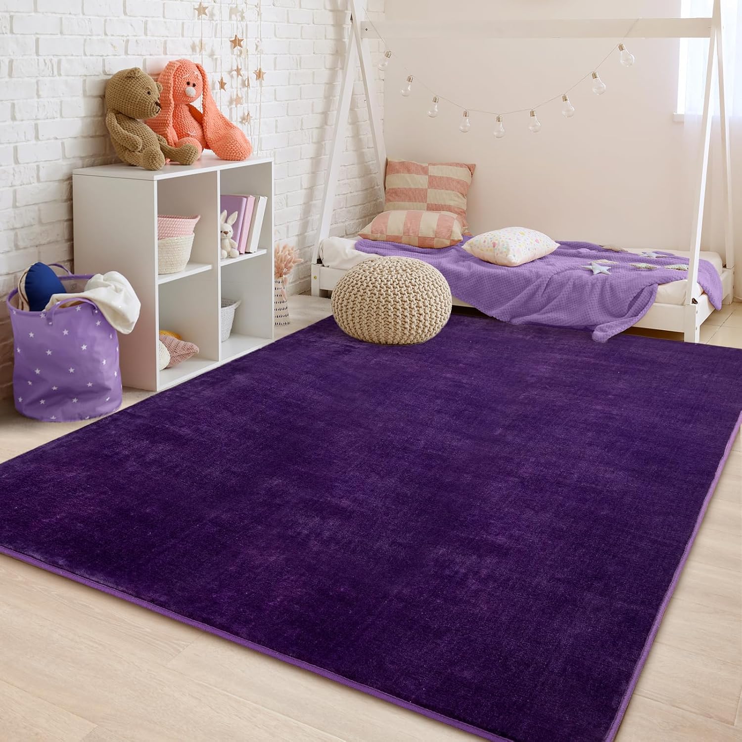 Przemy Washable Area Rug for Bedroom Living Room, 4x6 Feet Dark Purple Memory Foam Rug, Super Soft Modern Indoor Carpet for Bedside Kids Room Girls Boys Dorm Nursery Decor Mat - Image 6