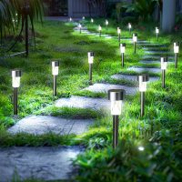 GIGALUMI 24 Pack Solar Path Lights Outdoor,Solar Lights Outdoor Waterproof,Stainless Steel LED Landscape Lighting,Solar Garden Lights for Driveway,Pathway,Patio,Yard - Image 2