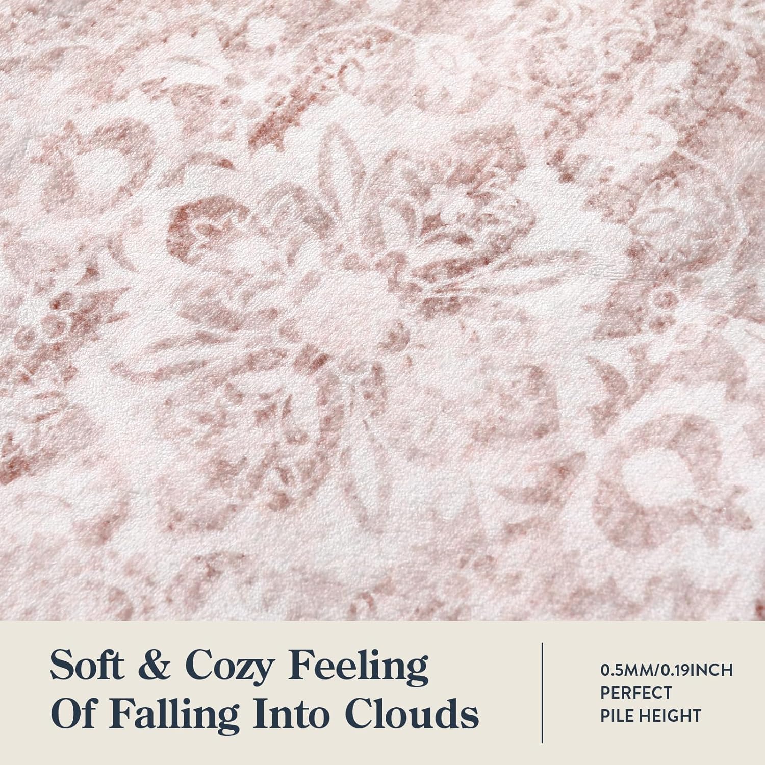 Lahome Pink Rugs for Bedroom Girls,Cute Nursery Rug Boho Area Rugs 5x7,Floral Living Room Rug Carpet Ultra-Thin Soft Washable, Kids Rugs for Playroom Baby Room Decor Dorm (Pink, 5'X7') - Image 7