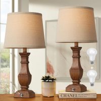 ROTTOGOON Dimmable Table Lamps Set of 2, Rustic Farmhouse Table Lamps for Living Room Bedroom, Bedside Desk Lamps for end Tables, Touch Lamps for nightstand, 9W Bulbs Included, 22", Brown - Image 5