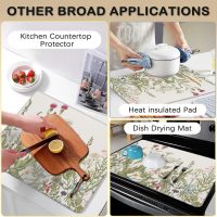 Electric Stove Top Cover Protector – Herbs and Wilds Flowers Glass Flat Top Stove Mat Oven Induction Cooktop Mat for Ceramic Countertop Mats Heat-Resistant Dish Drying Mat - Image 6