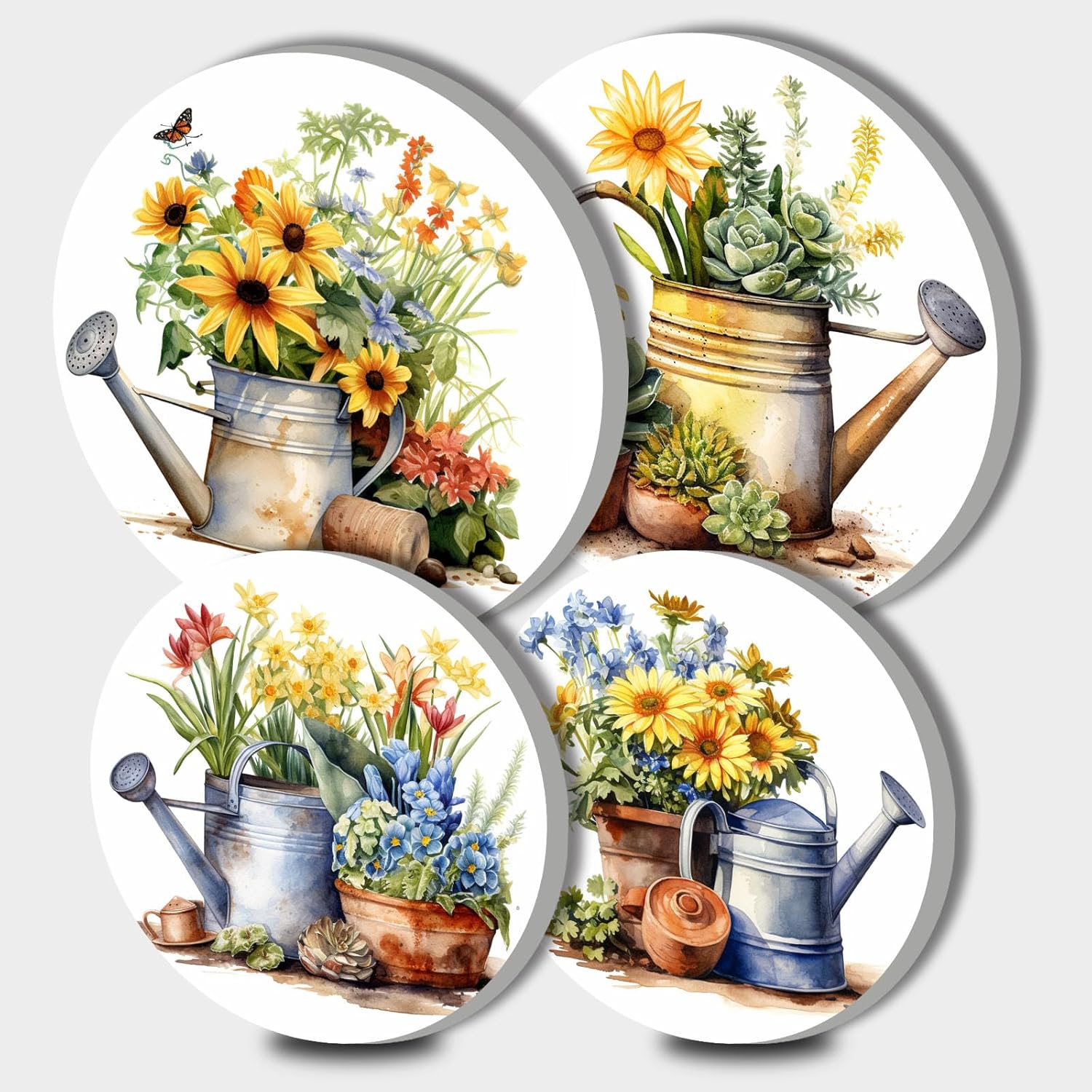 Tucocoo Stove Burner Covers, Retro Flowers Gardening Gas Stove Burner Covers Set of 4, 8 Inches and 10 Inches Stove Top Covers for Electric Stove Metal Stove Cover, Vintage Plants Kitchen Decor