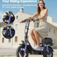 Maxshot Electric Scooter, 8.5" /10" /14" Tire, 16/19/22 Mph Top Speed, 12/16/21/27/28/49/50 Miles Long Range, Folding Escooter for Adults and Kids with Seat Bag, Dual Braking, Dual Suspension, App - Image 4
