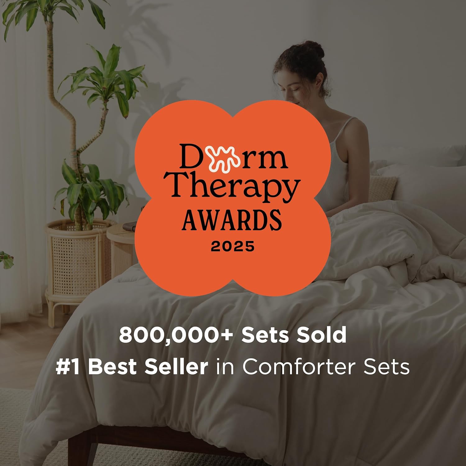 Bedsure Oversized Queen Comforter Set - Beige Soft Bedding for All Seasons, Cationic Dyed Bed Set, 3 Pieces, 1 Oversized Queen Size Comforter (98"x98") and 2 Pillow Shams (20"x26"+2") - Image 3