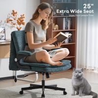 Criss Cross Legged Office Chair with Flip-Up Back (Dark Green) - Image 8