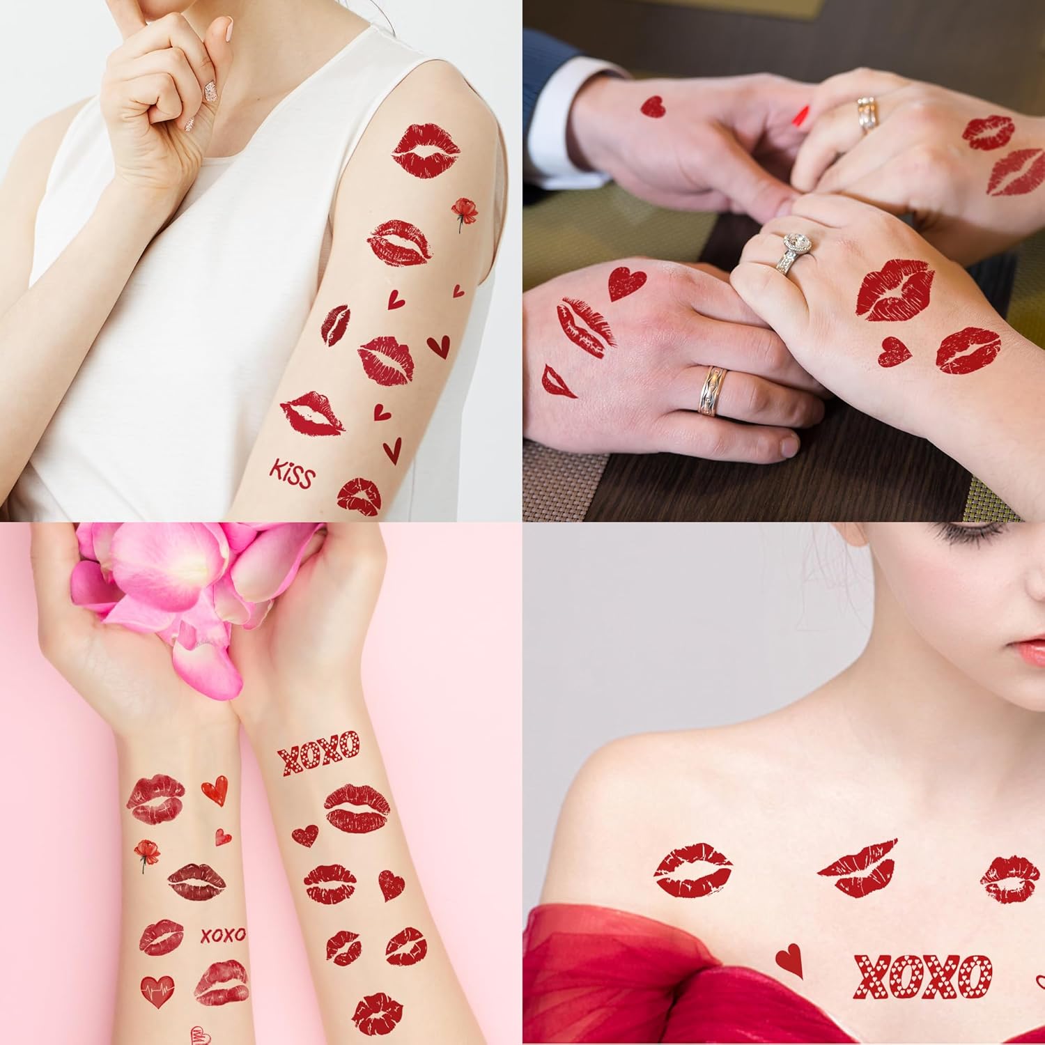 Cupid Costume Women - 120 Pack Kiss Tattoos Temporary - Lip Tattoo Cupid Accessories Bow and Arrow Shirts Dress | Heart Lipstick Stickers Gifts Holiday Party Favors Crafts Decor for Women Adults - Image 3