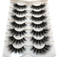 Pooplunch False Eyelashes Faux Mink Lashes Cat-Eye Look 18MM Wispy Long 8D Volume Fake Eyelash Strips 7 Pairs Pack - Image 5