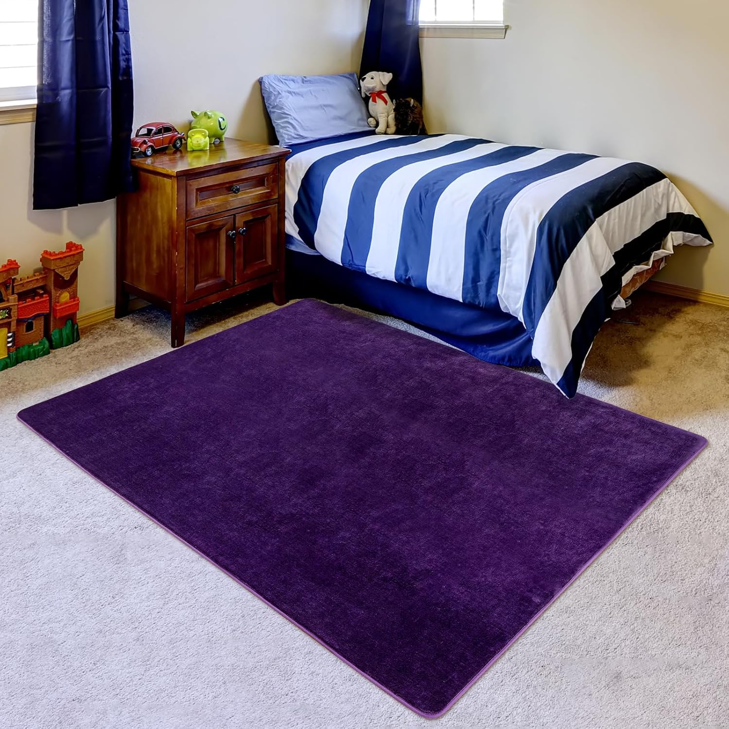 Przemy Washable Area Rug for Bedroom Living Room, 4x6 Feet Dark Purple Memory Foam Rug, Super Soft Modern Indoor Carpet for Bedside Kids Room Girls Boys Dorm Nursery Decor Mat - Image 8