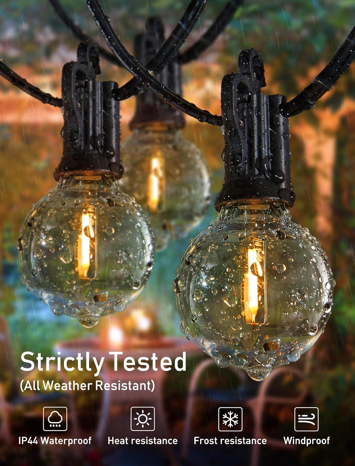 Brightown Outdoor String Lights - Connectable Commercial LED Patio String Lights with G40 Globe Plastic Bulbs, All Weatherproof Hanging Lights for Outside Backyard Porch (80 FT - 40 LED Bulbs) - Image 5
