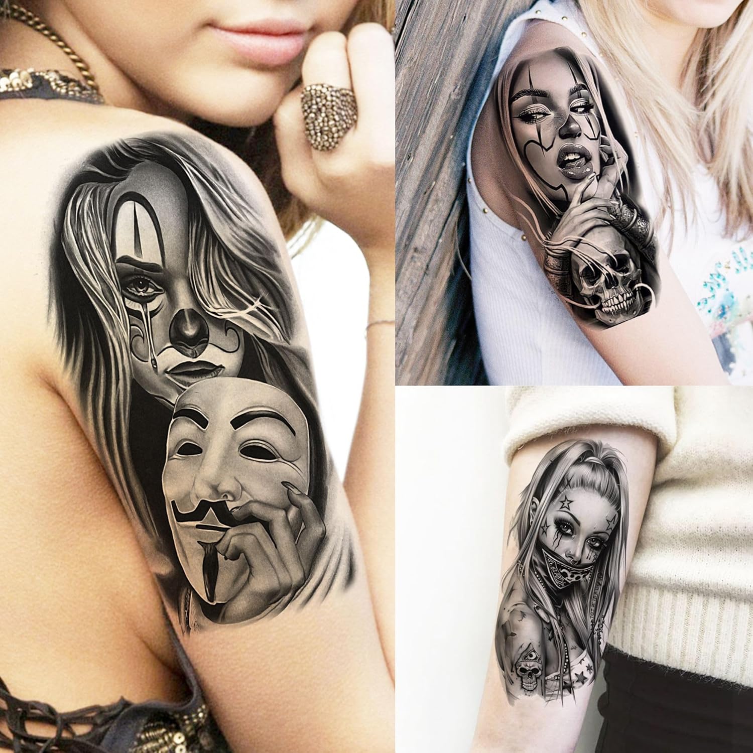 73 Sheets Halloween Chicano Temporary Tattoos For Women Men Adults Cholo Chola, Our Lady of Guadalupe Tattoo Stickers Religion, Chicana Gangster Prisoner Mexico Culture Joker Fake Tattoo Jesus Christ - Image 4