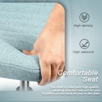 LEMBERI Fabric Padded Desk Chair No Wheels, Armless Wide Swivel Home Office Desk Chair,120°Rocking Mid Back Ergonomic Computer Task Vanity Chair for Office, Home, Make Up,Small Space, Bed Room - Image 4