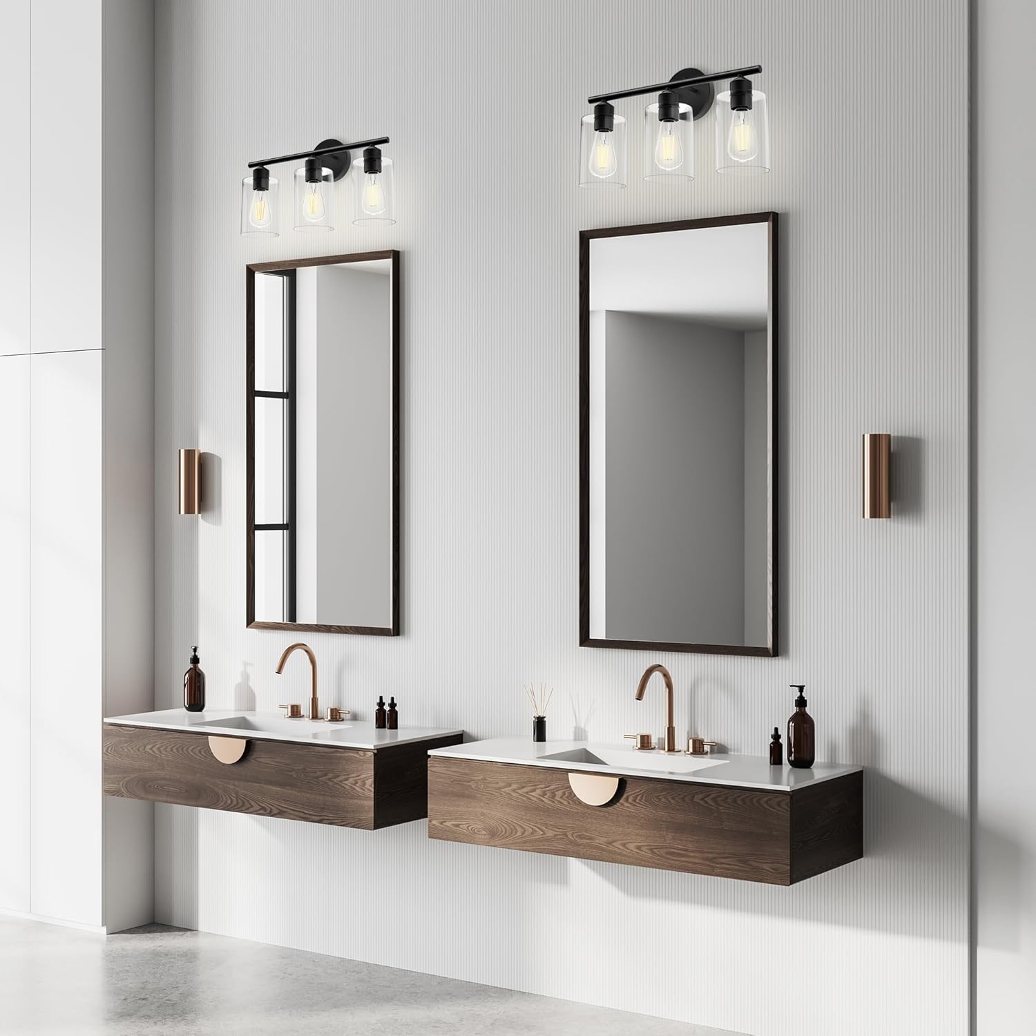Espird Bathroom Vanity Light Fixtures Matte Black Bathroom Lighting Fixture, 3 Lights Bathroom Light Fixture Over Mirror, Modern Black Vanity Light, UL Certified Wall Sconces with Glass Shades - Image 7