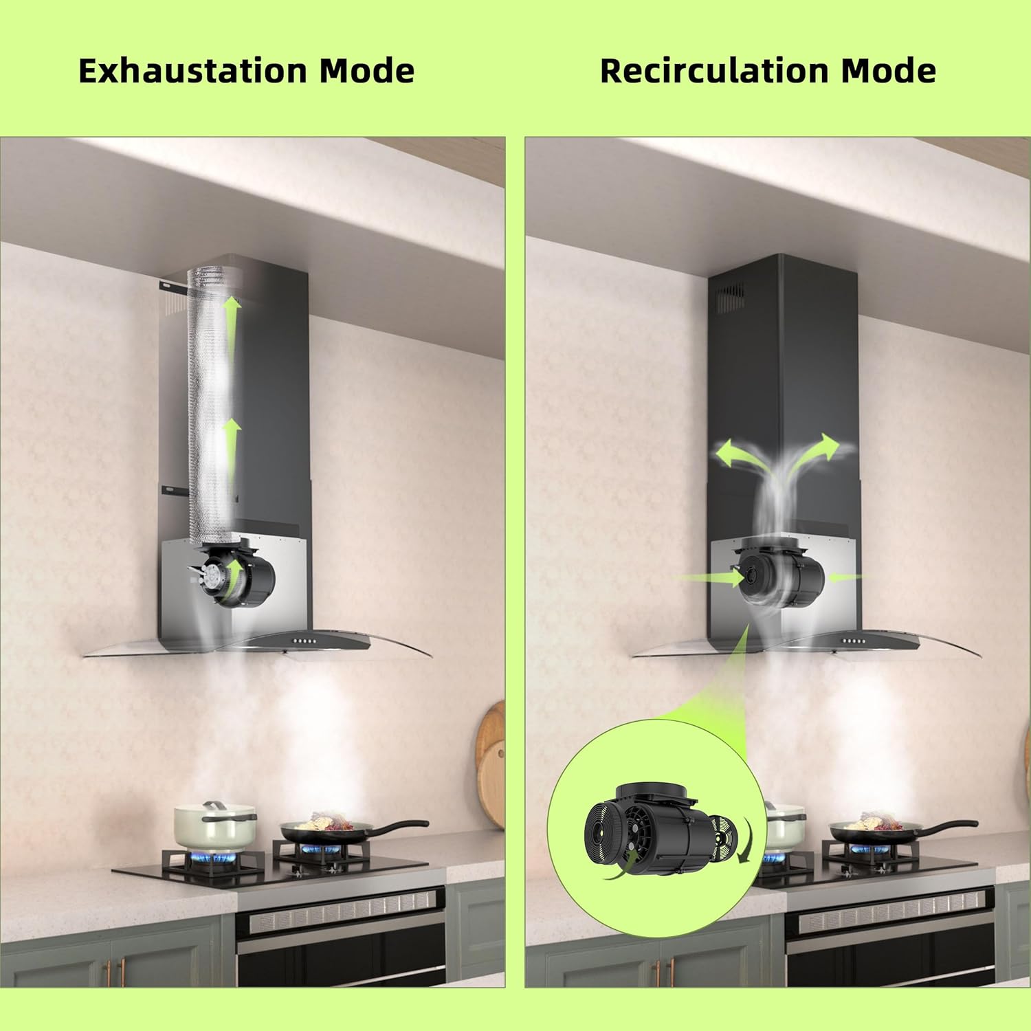 FIREGAS Wall Mount Range Hood 30 inch with 3 Speed Fan,black range hood with tempered glass,400CFM,Push Button Controls, LED Lighting, Permanent Filters in Stainless Steel,includes 2 Charcoal Filters - Image 6