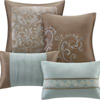 Madison Park Essentials Brystol 24 Piece Room in a Bag Faux Silk Comforter Jacquard Paisley Design Matching Curtains Down Alternative Hypoallergenic All Season Bedding-Set, Queen (90 in x 90 in), Blue - Image 11