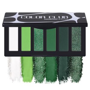 Green Eyeshadow Palette with Mirror Lime Forest Emerald Tones Matte Shimmer 6 Colors Mini Eye Shadow Pallet Travel Size Highly Pigmented for Goth Fairy Joker Wicked Halloween Parties Makeup