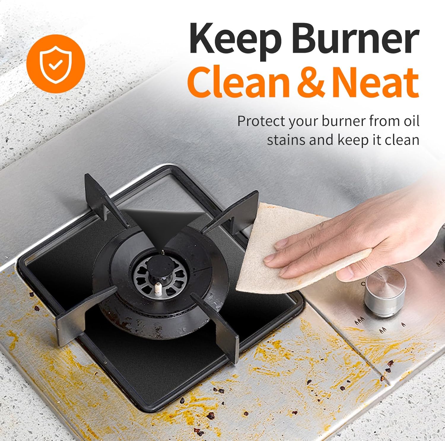 Stove Burner Covers for Gas Stoves (8 Pack) – Non-Stick, Heat-Resistant Gas Range Protectors, PTFE Liners for Kitchen Cleaning, Easy-to-Cut Stove Top Covers, BPA-Free, 10.6" x 10.6" - Image 5
