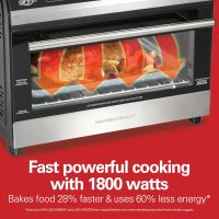 Hamilton Beach Digital Air Fryer Toaster Oven Combo, 10 Ways to Cook, 4 Preset Functions, Stay On & 1800 Watts, LED Capacitive-Touch Controls, 2 Rack Positions, Fits 12” Pizza, Black & Stainless Steel - Image 2