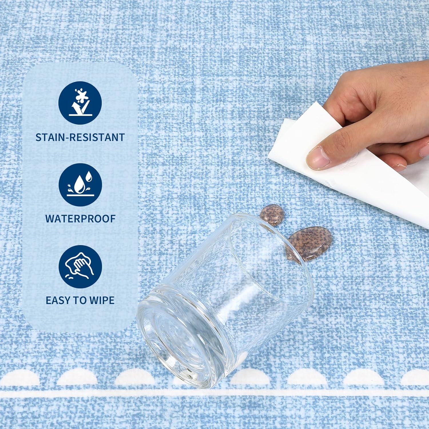 GarveeHome Scalloped Bow Rug for Living Room, Solid Blue Rug for Dorm, Washable Rugs 5x7 Soft Low Pile Non Slip Scalloped Rugs for Nursery College Bedroom Decor Kids Room Playroom - Image 5