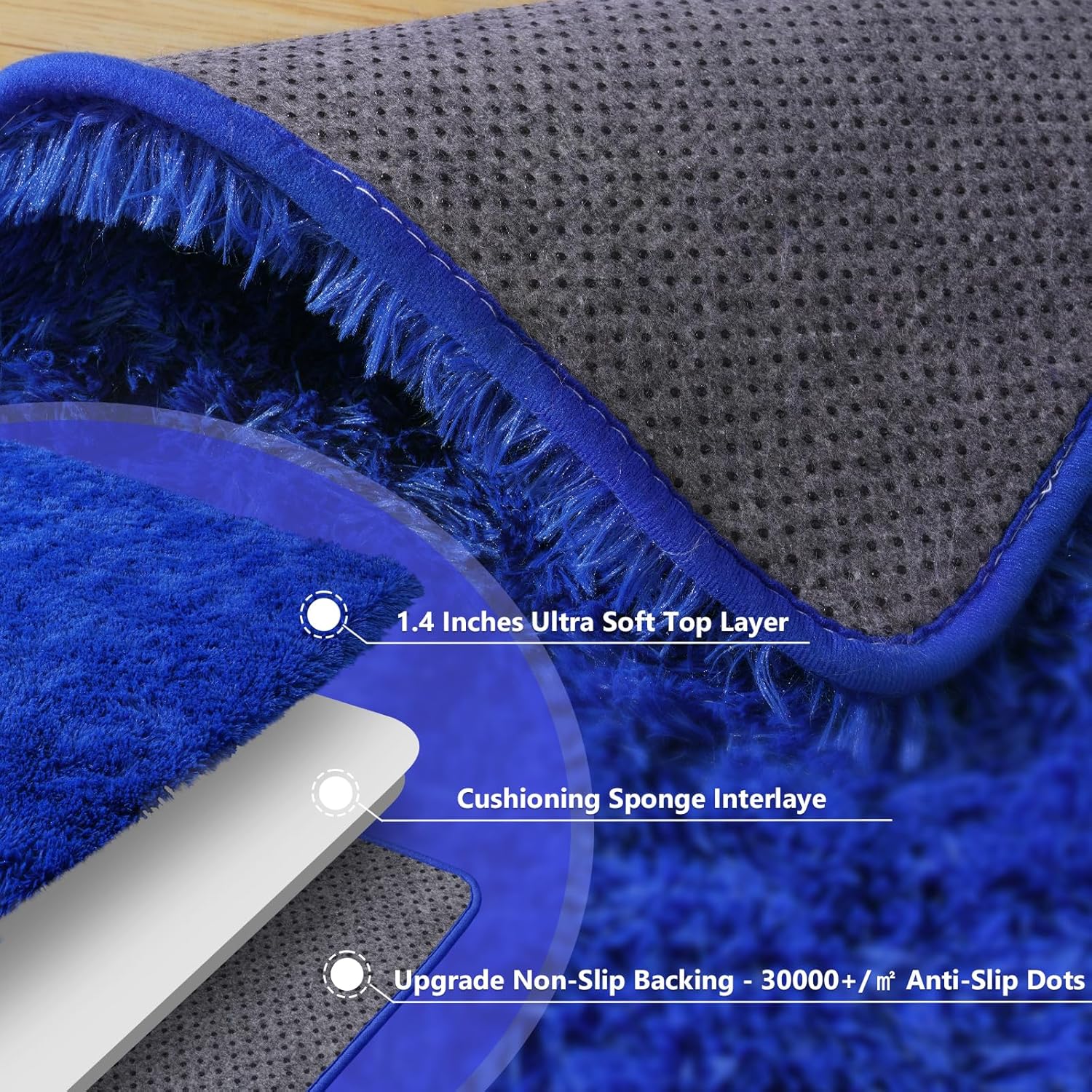 Blue Fluffy Area Rug for Bedroom, 4x5.9 Feet Shag Rugs for Living Room, Kids Rooms Boys Room Nursery, Soft and Comfy, Fuzzy Carpet Teen Dorm Home Decor Aesthetic, Upgrade Non Slip - Image 7