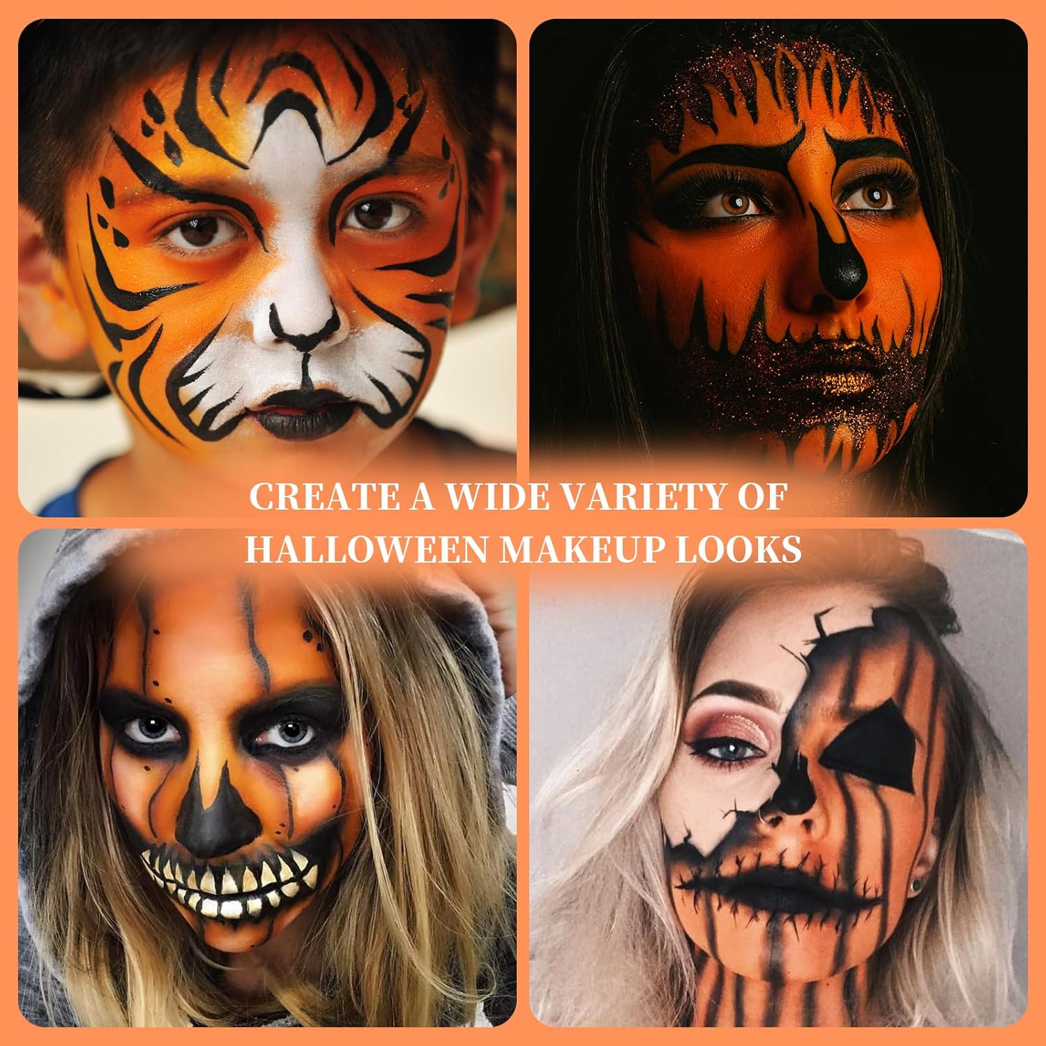 Orange Face Body Painting Stick,Professional Orange Full-coverage Cream Face Paint for Halloween SFX Tiger Pumpkin Clown Cosplay, Washable Eye Stick for Adult Festival & Theater Performance - Image 3