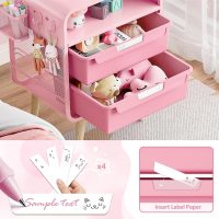 Pink Nightstand,Cute End Table with Storage Drawer,Kids Nightstand for Bedroom Furniture,Bedside Table Small Pink Desk Coffee Table for Living Room, Dorm,Office - Image 6