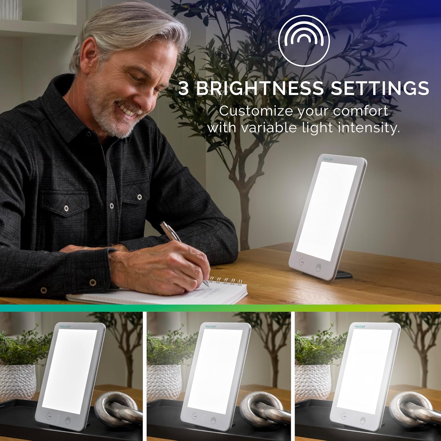 Verilux HappyLight Lumi Plus - Light Therapy Lamp with 10,000 Lux, UV-Free, LED Bright White Light with Adjustable Brightness, Countdown Timer, & Detachable Stand - Boost Mood, Sleep, and Focus - Image 3