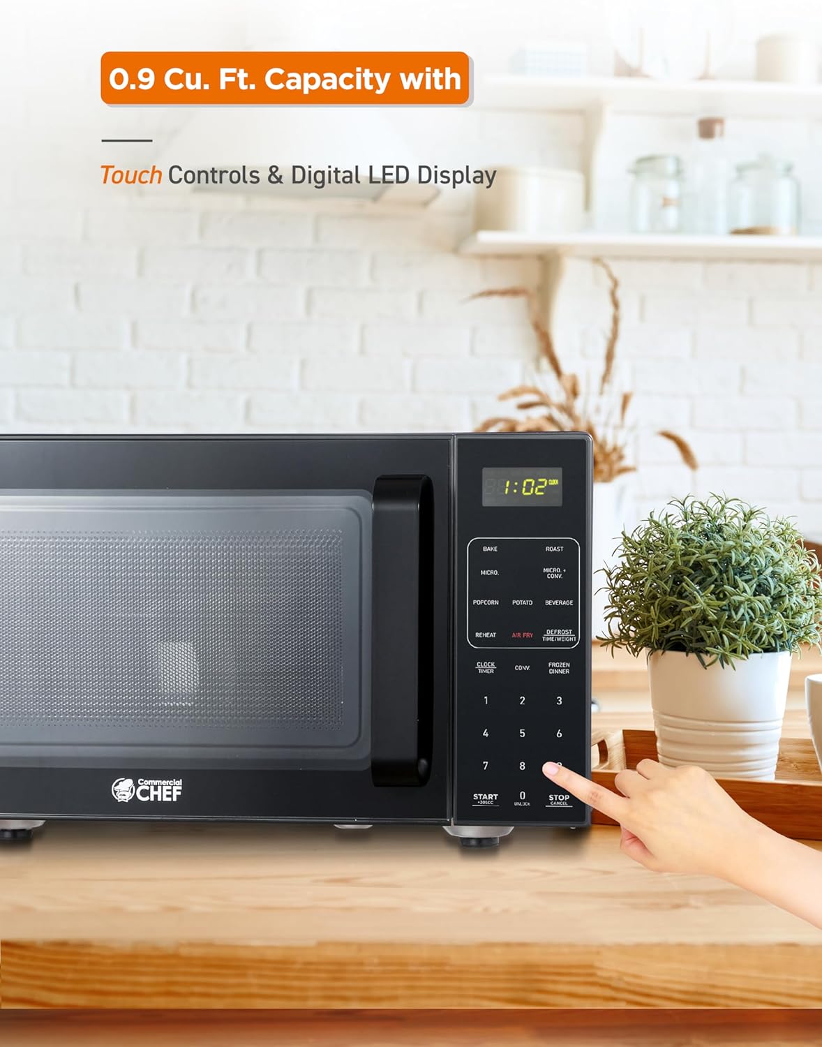Commercial Chef 5-in-1 Countertop Microwave Air Fryer Combo, 0.9 Cu. Ft. Capacity, Microwave Air Fryer Convection Oven Bake and Roast, 900W, 10 Power Levels - Image 6