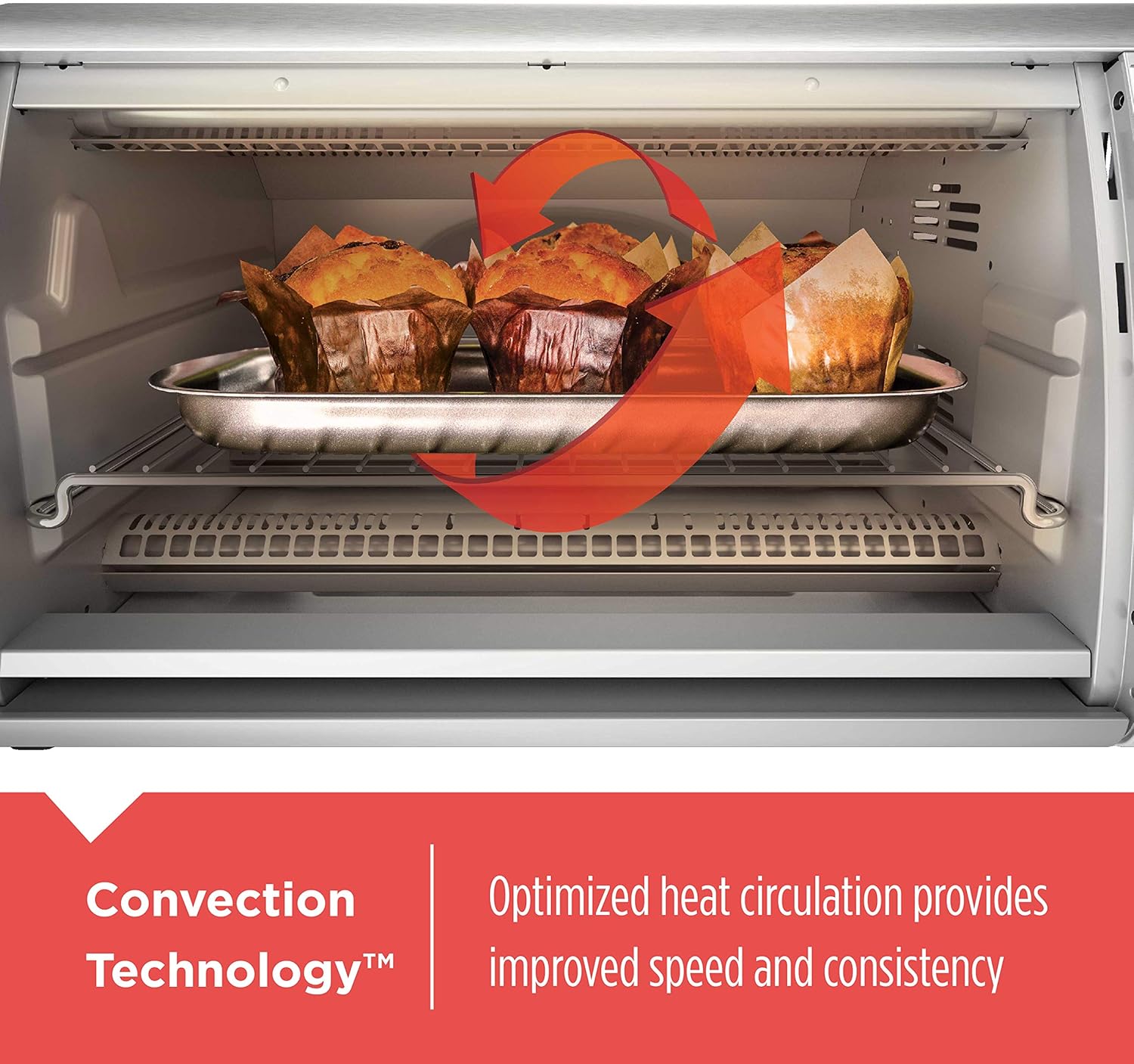 Black+Decker Countertop Convection Toaster Oven, 8 One-touch Cooking Functions, Stainless Steel - Image 4