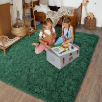 Super Soft Area Rugs for Living Room, 4x6 Feet Modern Shag Dark Green Rug, Fluffy Plush Non-Slip Green Carpet for Girls Boys Teens, Kids Home Decor for Bedroom Dorm Nursery Classroom, Carpets - Image 5
