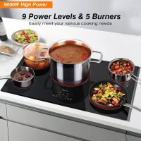 Electric Cooktop 36 Inch 5 Burners, Electric Stove Top, Built-in Ceramic Radiant Cooktop with Sensor Touch Control, Fast Heat, Multiple Safety Protection, 9000W with Hard Wire for 220V~240V - Image 3