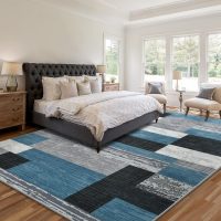 Large Area Rugs,Modern Geometric Patchwork Floor Decor for Bedroom Aesthetic Carpet, Rockwood Collection, Indoor Rugs for Living Room, Dining Room, Nursery, Office, Machine Washable Rug,6x9 Ft Blue - Image 4
