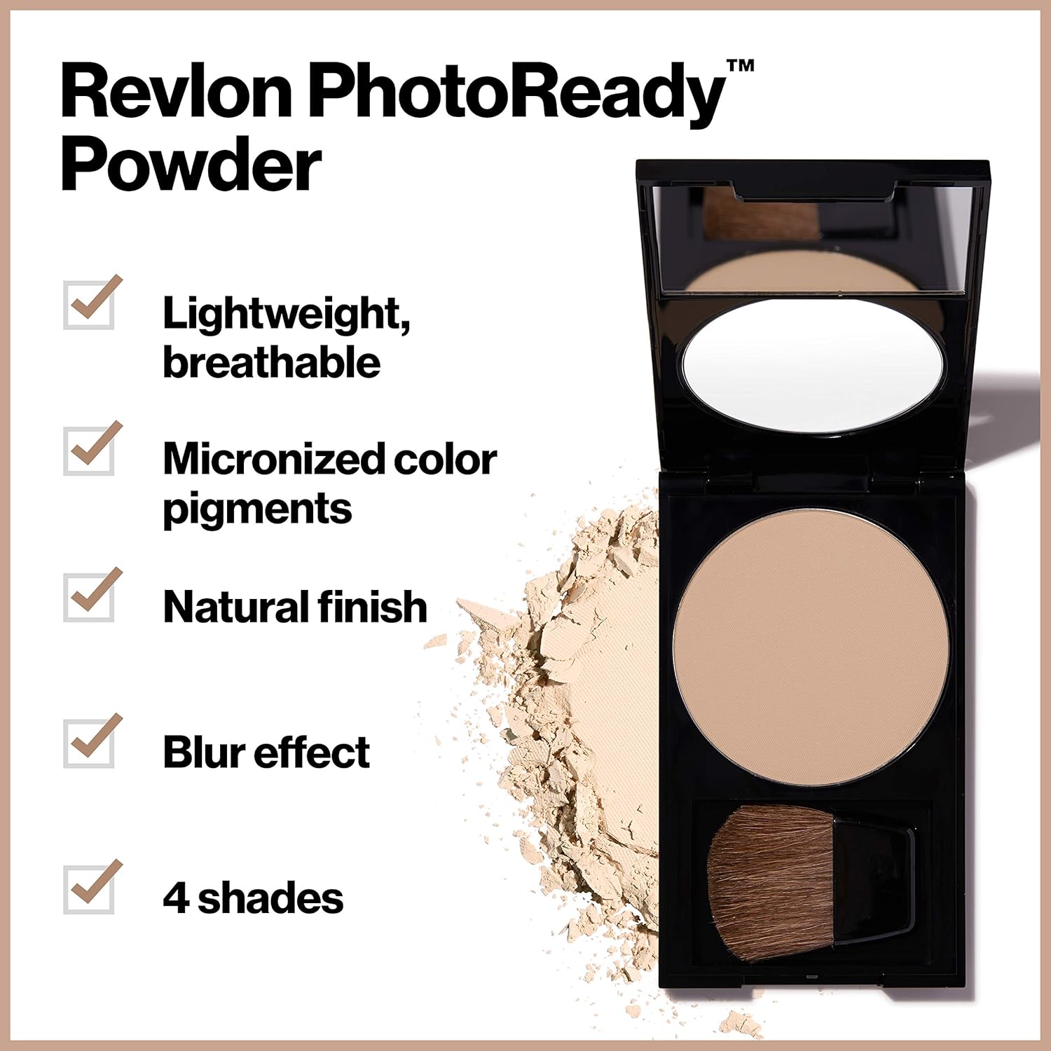Revlon PhotoReady Blurring Face Powder Makeup, Longwear, Light-Medium Coverage with Flawless Finish, Shine & Oil-Free, 020 Light Medium, 0.25 oz - Image 2