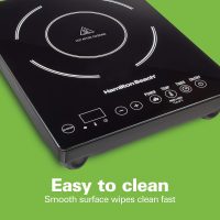 Hamilton Beach Portable Single Induction Cooktop Countertop Burner Hot Plate with Fast Heating Mode, 1800 Watts, 10 Temperature Settings up to 450F, Black (34104) - Image 7