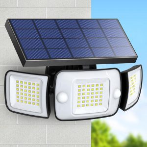intelamp Solar Outdoor Lights,6000mAh Motion Sensor with Dual Sensors,Waterproof Solar Flood Lights 270°Wide Angle for Outside with 3 Modes
