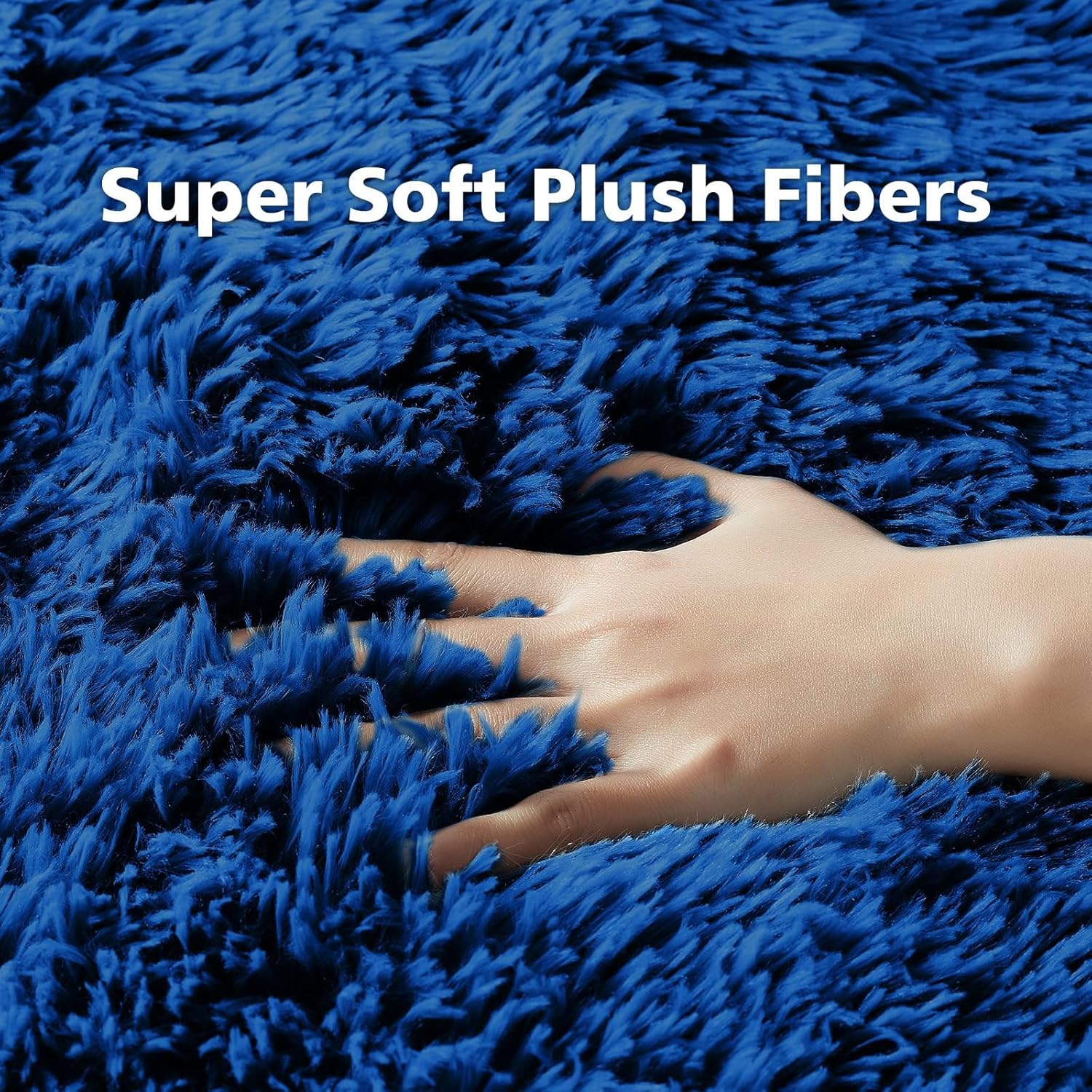Ophanie Upgrade 4x6 Blue Rugs for Bedroom, Dark Blue Fluffy Shaggy Soft Carpet, Navy Indoor Floor Carpet for Kids Baby Boys Teen Dorm Room, Nursery,Home Decor Aesthetic - Image 2