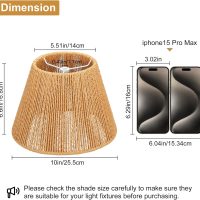 Small Rattan Lamp Shades Set of 2, Boho Lamp Shades for Table Lamps, 5.5" Top x 10" Bottom x 6.6" High, Wicker Lampshade Replacement for Bedroom, Hand Woven, Spider, Bulb Clip Adapters Included - Image 3