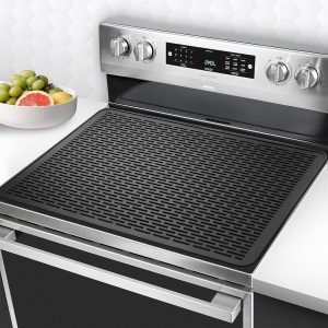 Silicone Stove Top Cover Mat, 28"x20" Silicone Electric Stove Top Protector, Heat Resistant Glass Cooktop Cover, Range Covers for Electric Stove, XL Dish Drying Mat for Kitchen (Black)
